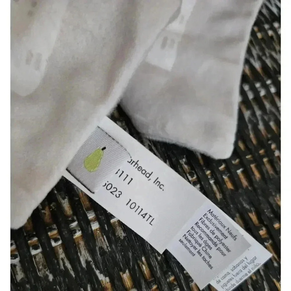 Pearhead Gray Elephant Baby Lovey Plush White Satin Stripe Security Blanket - Picture 5 of 8